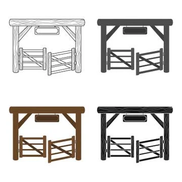 Paddock gate icon in cartoon style isolated on white background. Rodeo symbol Stock Illustration