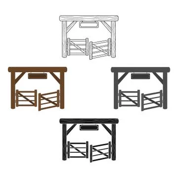 Paddock gate icon in cartoon style isolated on white background. Rodeo symbol Stock Illustration