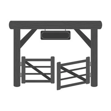 Paddock gate icon in monochrome style isolated on white background. Rodeo symbol Stock Illustration