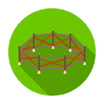 Paddock icon in flat style isolated on white background. Hippodrome and horse Stock Illustration