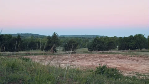 A Paddock Sits In A Field On A Farm Stock Footage 87427468