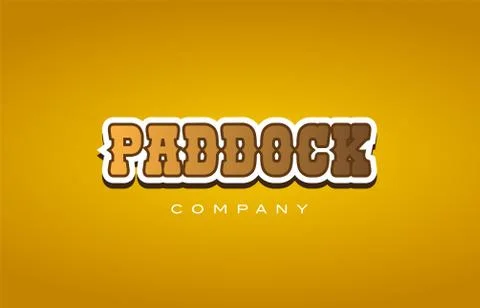 Paddock western style word text logo design icon company Stock Illustration
