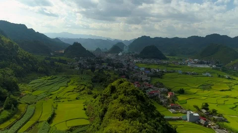 Paddy fields located in Tam Son town Stock Footage 96137028