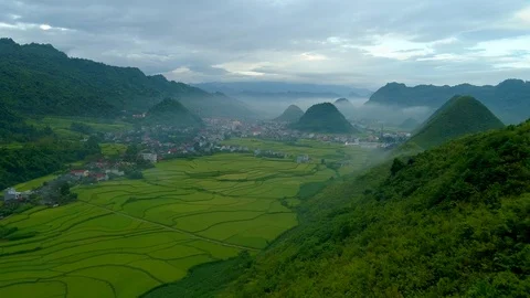 Paddy fields located in Tam Son town Stock Footage 96137115