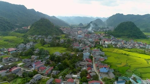 Paddy fields located in Tam Son town Stock Footage 96137344