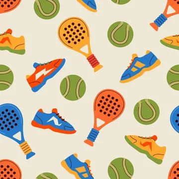 Padel Play Equipment Seamless Pattern Stock Illustration