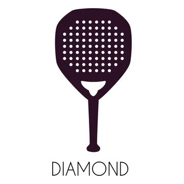 Padel racket diamond shape with title vector silhouette, paddle ball tennis Stock Illustration