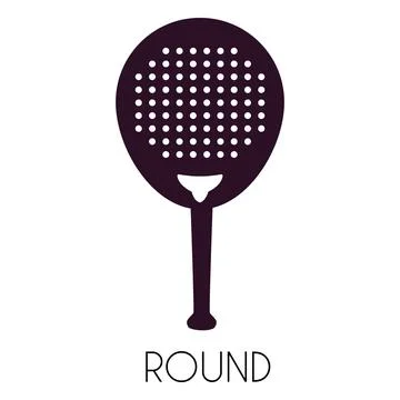 Padel racket round shape with title vector silhouette, paddle ball tennis racket Stock Illustration