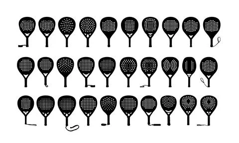 Padel Racket Silhouette Collection Set Stock Illustration