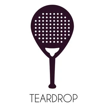 Padel racket teardrop with title vector silhouette, tennis racket with Stock Illustration