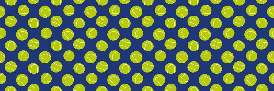 Padel tennis seamless pattern with dense yellow green balls on navy. Flat grid イラスト素材