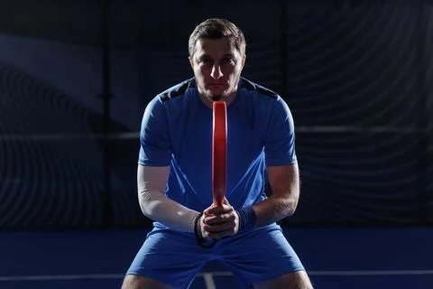 Padel Tennis Training Session with Racket and Focused Player Stock Photos
