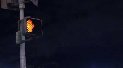 Padestrian cross walk light at intersection at night Stock Footage 47465709
