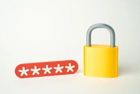 Padlock and asterisk password symbolizing cybersecurity and account protect.. 写真素材