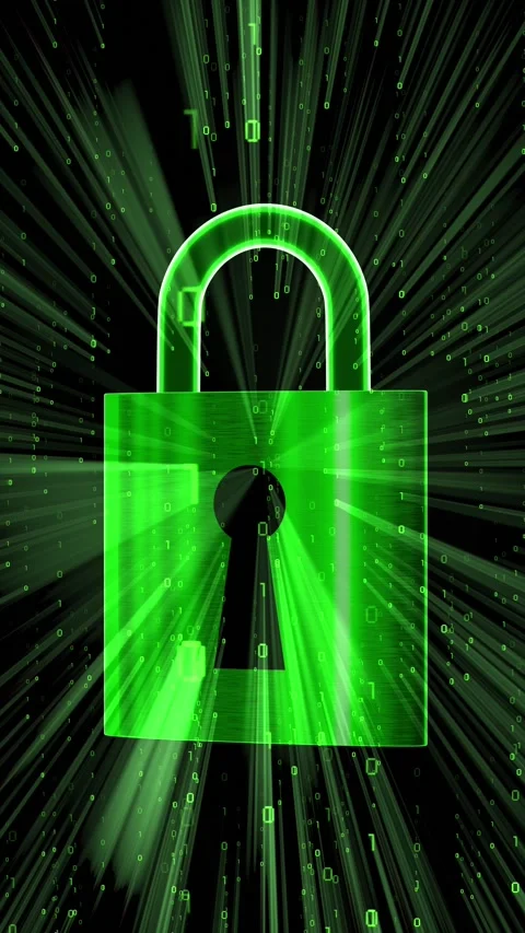 Padlock and binary code - 3D animation Stock Footage 314076247