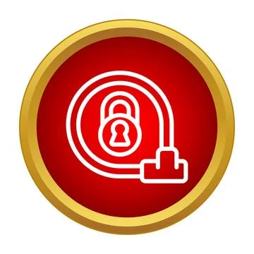 Padlock and cable securing bicycle accessory icon Stock Illustration