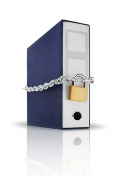 Padlock and chain on folder Stock Photos