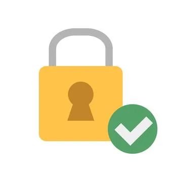 Padlock and check mark. Security and authentication. Vector. 스톡 일러스트