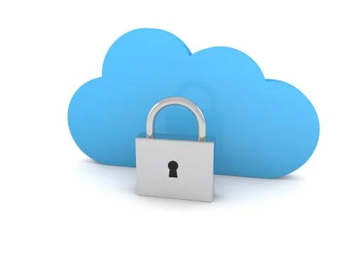Padlock and cloud on a white background. Stock Illustration