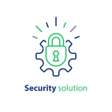 Padlock and cogwheel, secure access, strong data protection system, safety co イラスト素材