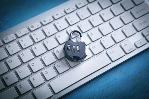 Padlock and computer keyboard. Security Stock Photos