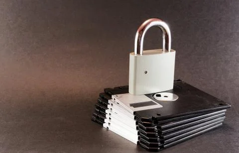 Padlock and Data Discs Foto stock