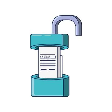 Padlock and document with password 스톡 일러스트