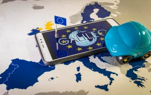 Padlock and EU flag inside a smartphone and EU map, GDPR metaphor Stock Photos