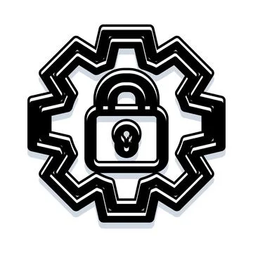 Padlock and gear icon for system security settings Stock Illustration