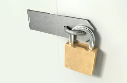 Padlock and hasp locked perspective Stock Illustration