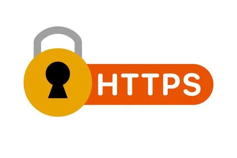 Padlock and HTTPS logo. 库存插图