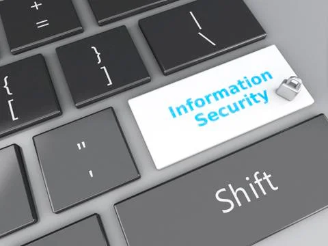 Padlock and information security on computer keyboard. 3d illustration Stock Illustration