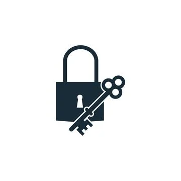 Padlock and Key Icon Design Template Elements Stock Illustration