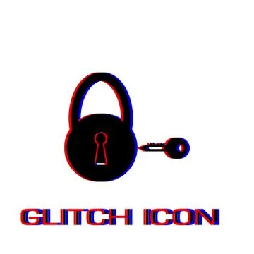 Padlock and key icon flat. Stock Illustration