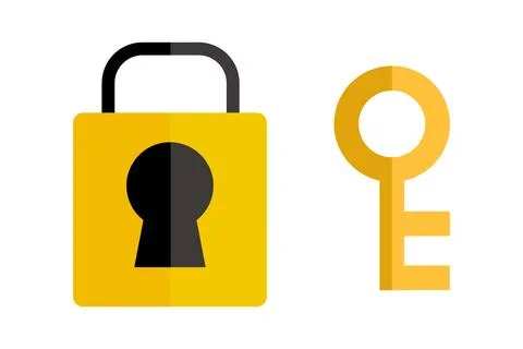 Padlock and key icon set. Vector. Illustrazione stock