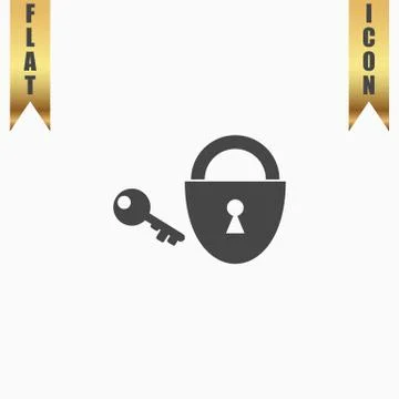 Padlock and key icon. Vector Eps 10 Stock Illustration