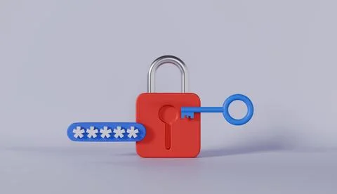 Padlock and key with password icon, Modern private access restricted Stock Photos