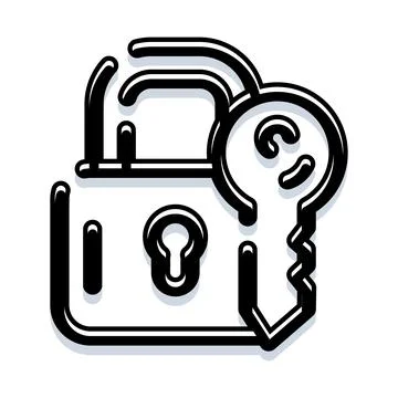 Padlock and key protecting data access security concept Stock Illustration