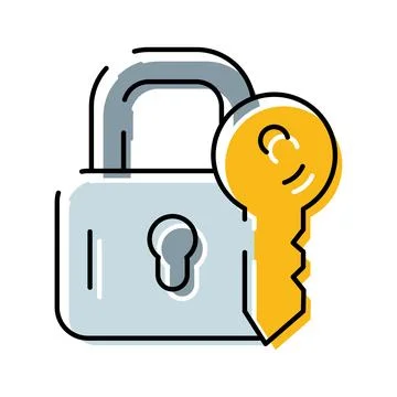 Padlock and key representing security and access control 스톡 일러스트