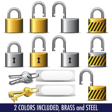 Padlock and Key - a set of Padlocks and Keys Stock Illustration