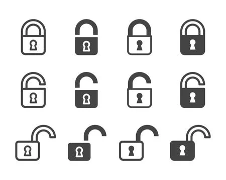 Padlock and lock icon set イラスト素材