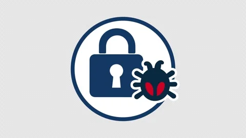 Padlock and malware bug icon, cybersecurity seamless loop Vídeos de archivo 329461364