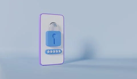 Padlock and password field on mobile phone, Security of private information Stock Illustration