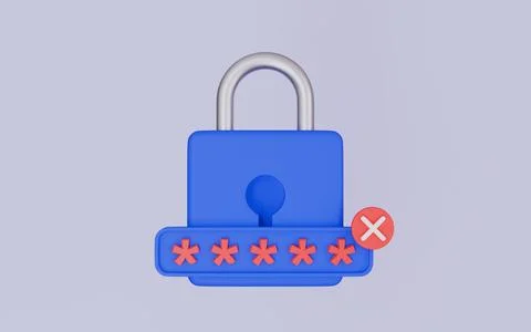 Padlock and password, Incorrect data entering, User authorization Stock Illustration