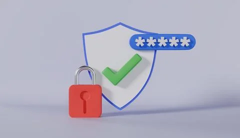 Padlock and shield icon, Password interface to log in, data protection Stock Photos
