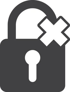 Padlock and wrong mark illustration in minimal style Illustrazione stock