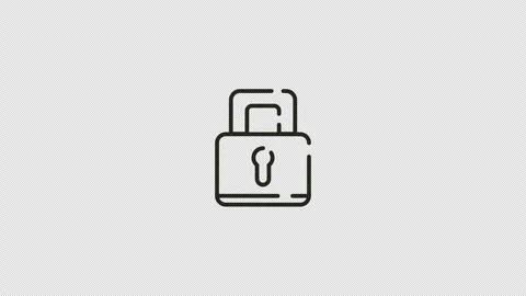 Padlock animation featuring a minimalist line art icon as a symbol of securit Vidéo 341834459