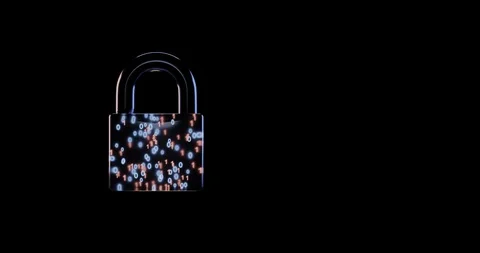 Padlock with binary code inside. Stock Footage 128429101