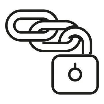 Padlock blockchain icon outline vector. Block chain Stock Illustration