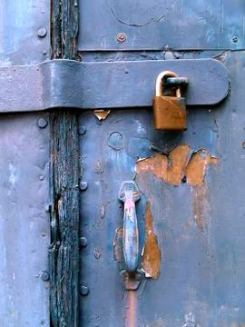 Padlock in blue Stock Photos